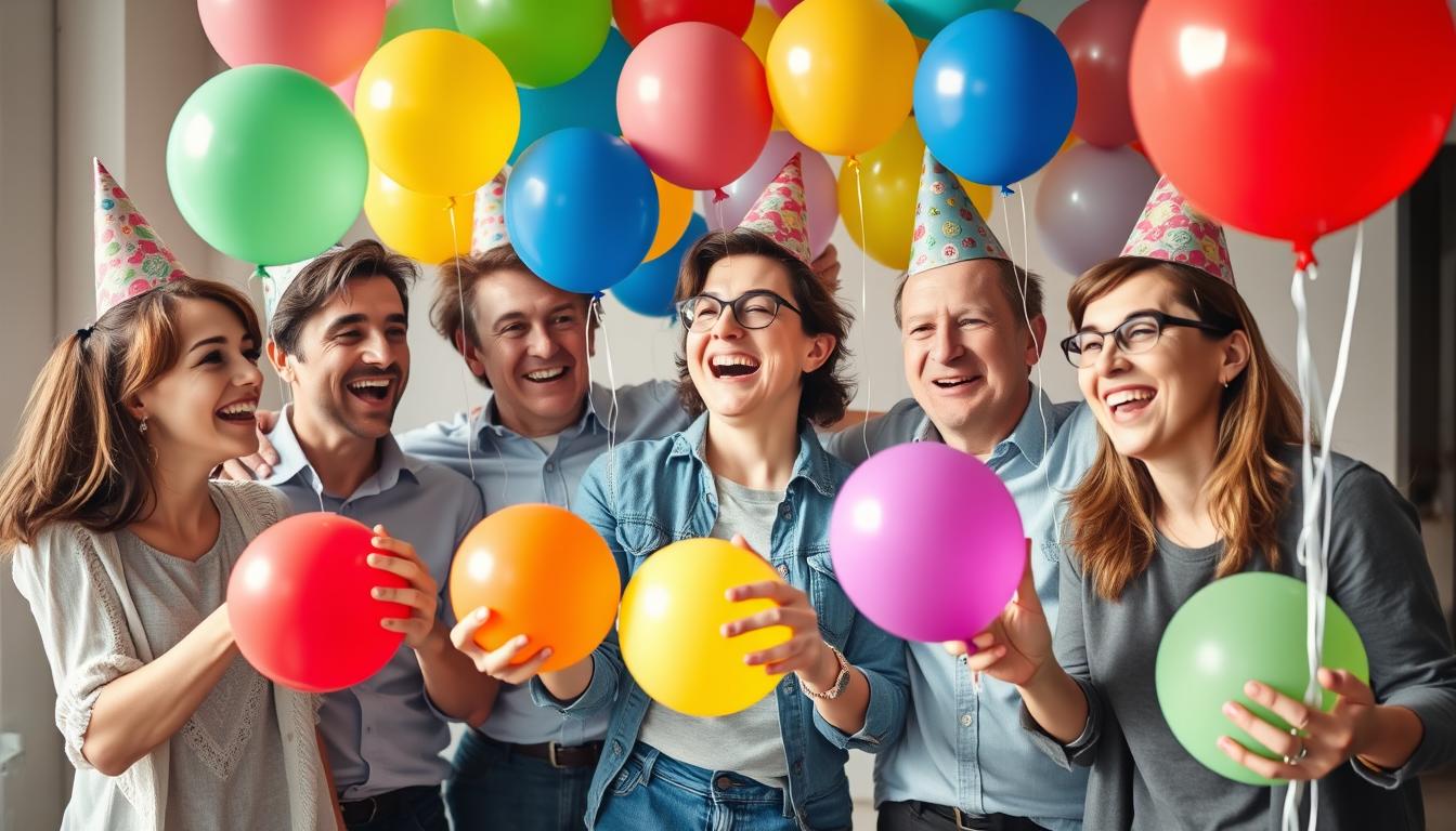 Dzień Dziecka dla dorosłych - grupa przyjaciół bawiących się jak dzieci