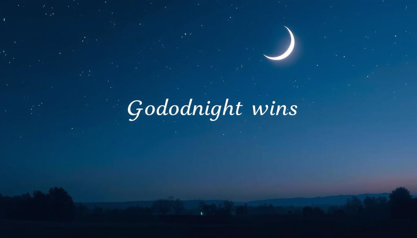 Rozgwieżdżone niebo z księżycem nad spokojnym krajobrazem, symbolizujące życzenia na dobranoc od serca