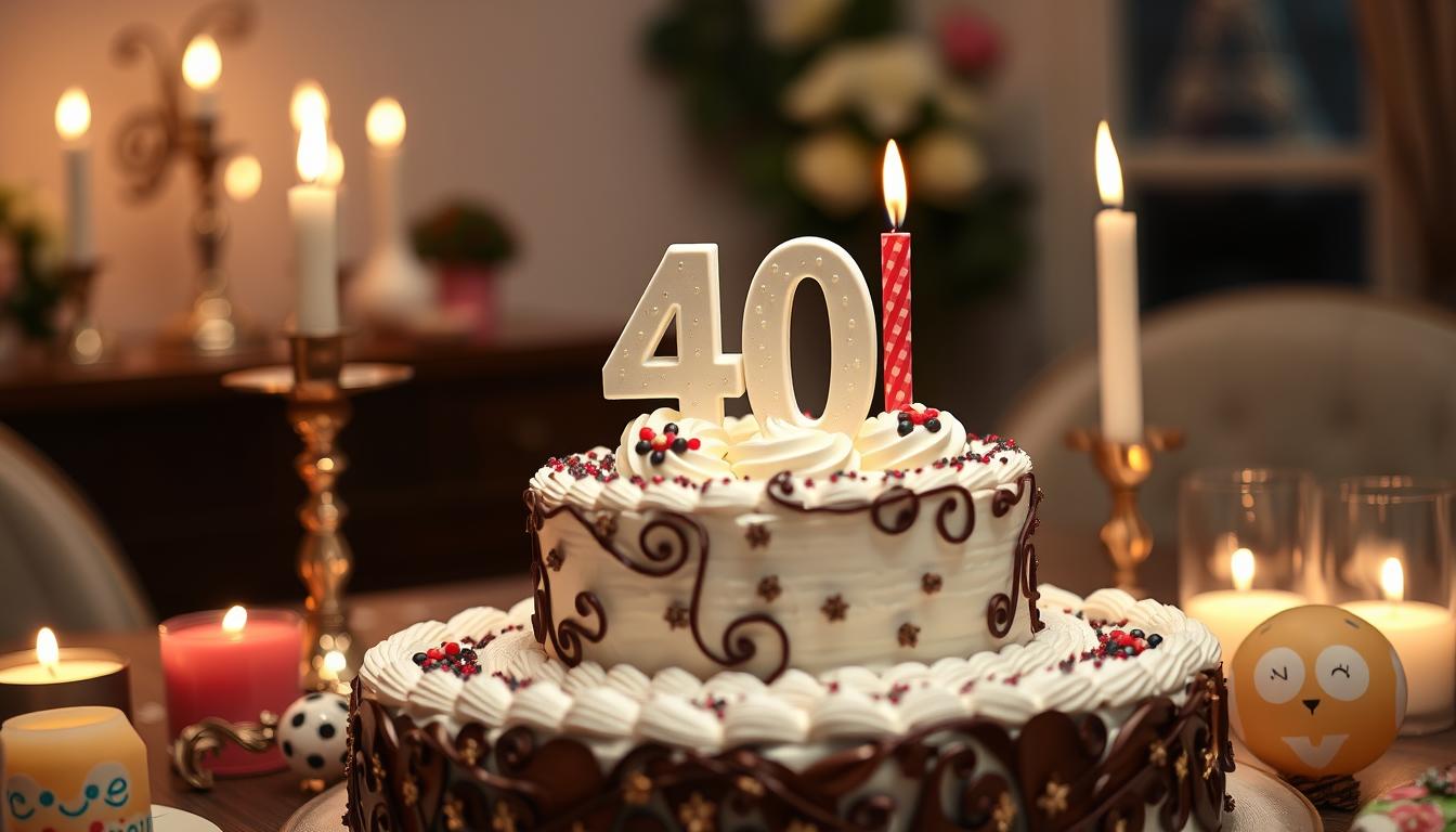 Życzenia z okazji 40 urodzin - tort urodzinowy z cyfrą 40